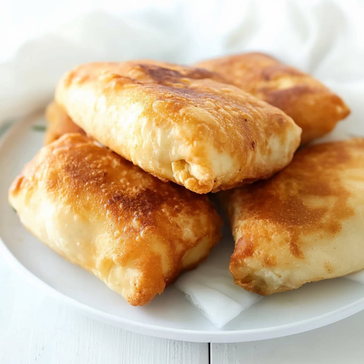 Golden brown, cripsy chimichangas on a plate