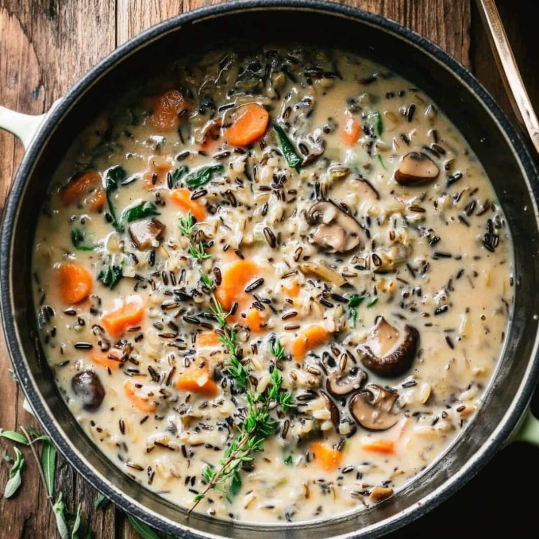 Creamy Wild Rice and Mushroom Soup - Insanely Good