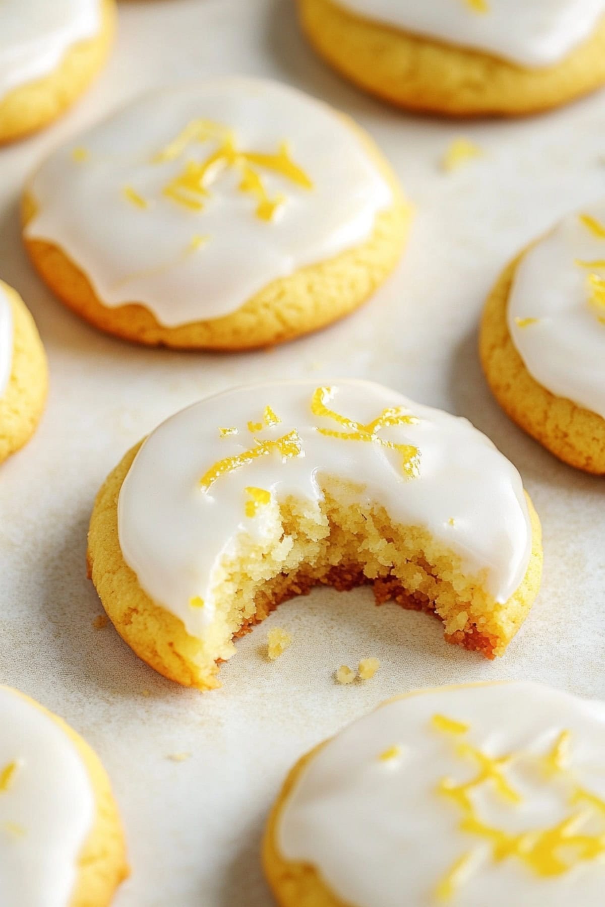 Citrusy homemade lemon cookies with a smooth, glossy glaze