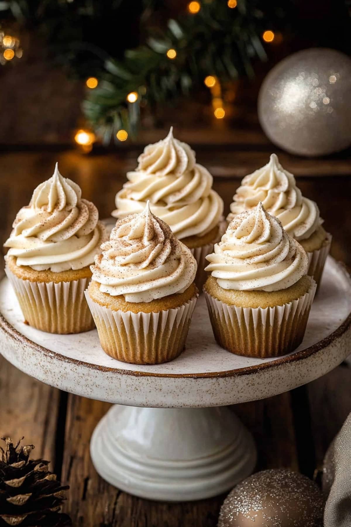 Cake Stand with Eggnog Cupcakes