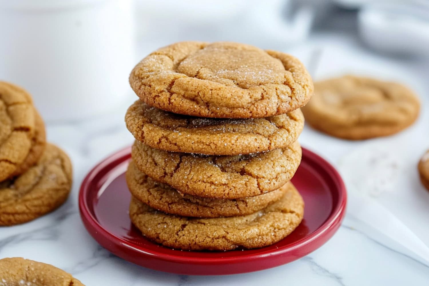 A gingerdoodle cookie with a golden-brown, crispy edge and a soft, chewy center.