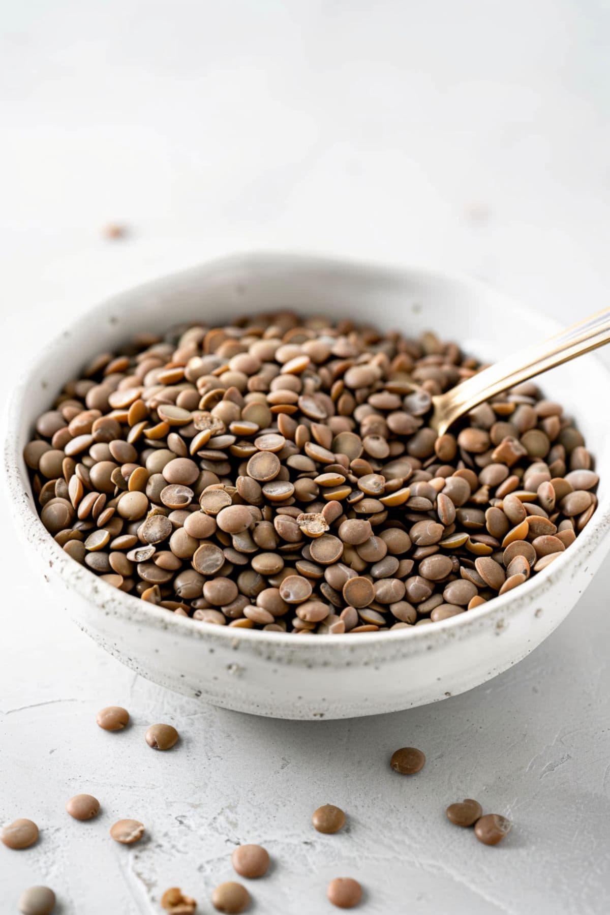 Lentils in a white bowl.