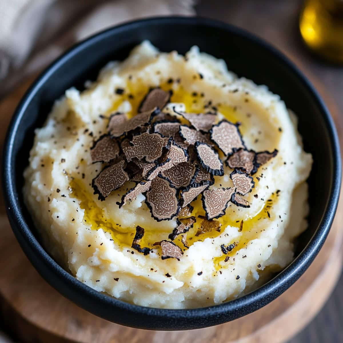 Mashed Potatoes Topped with Shaved Truffles