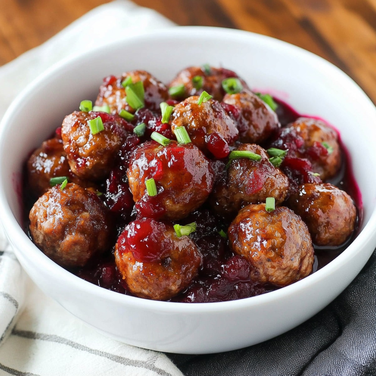 Meatballs Cooked in Cranberry Sauce