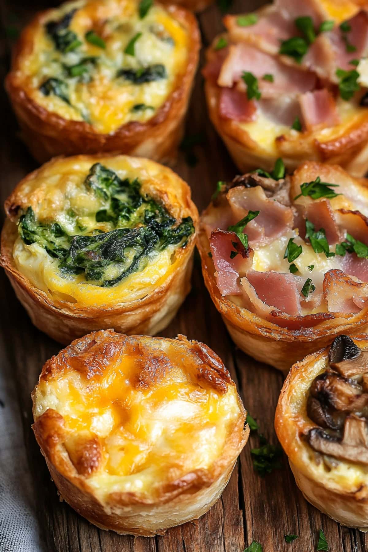 Mini Quiches with Spinach, Cheese, and Ham