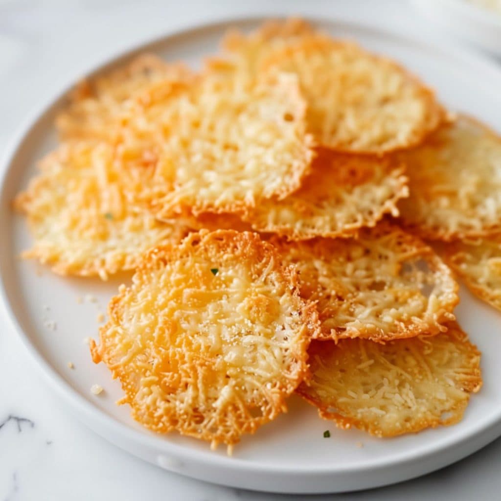 A plate of crispy parmesan crisps 