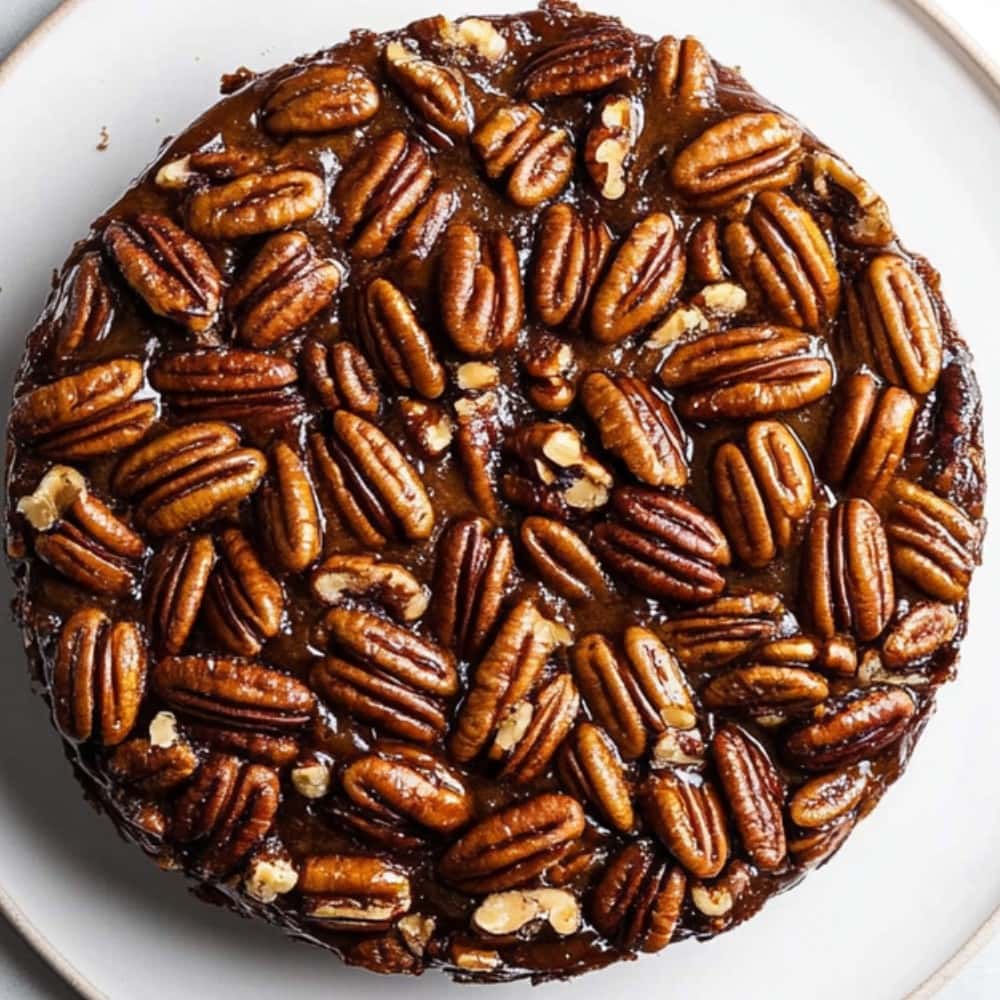 Pecan Upside Down Cake, top view