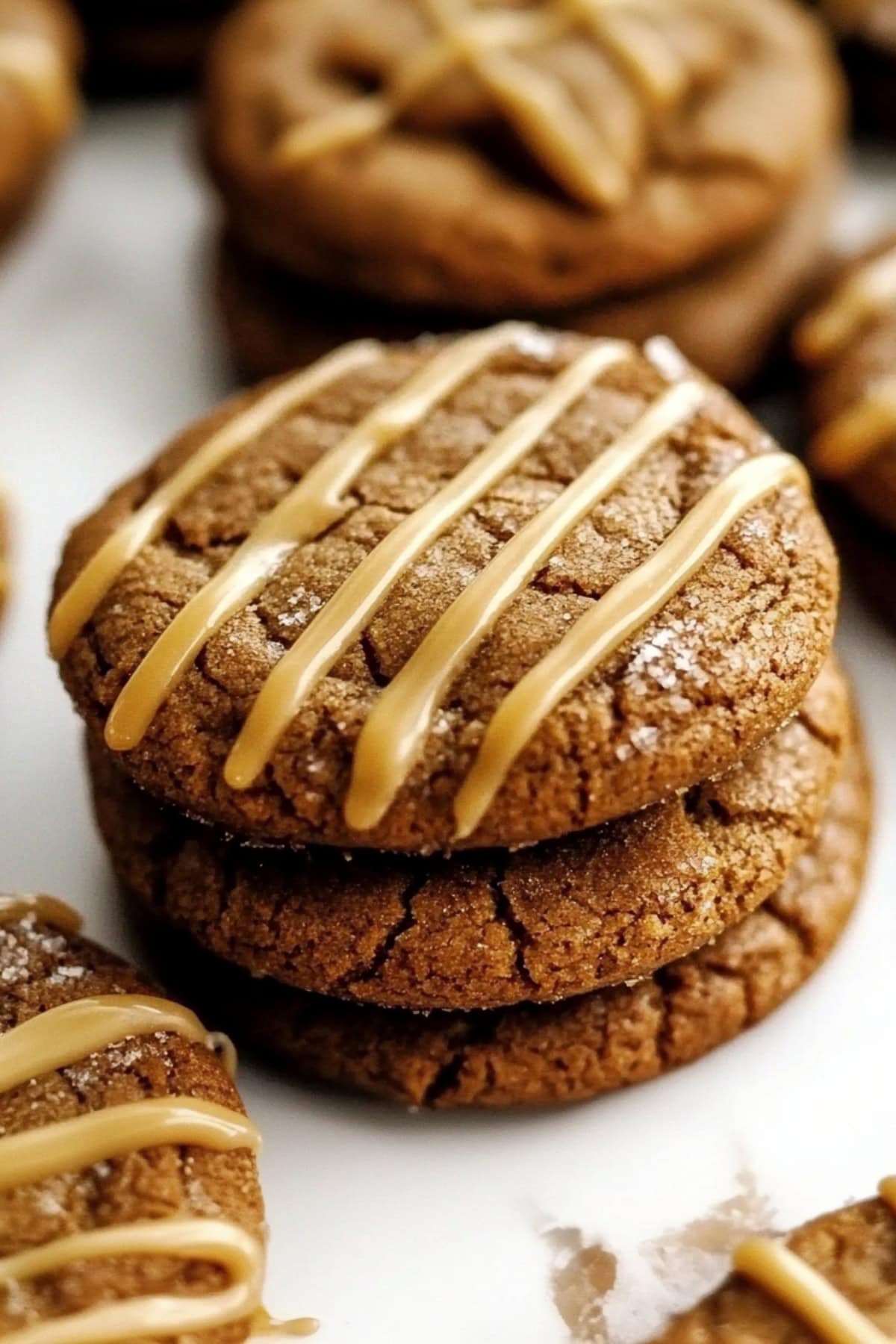 Stack of Gingerbread Latte Cookies with Sweet Glaze