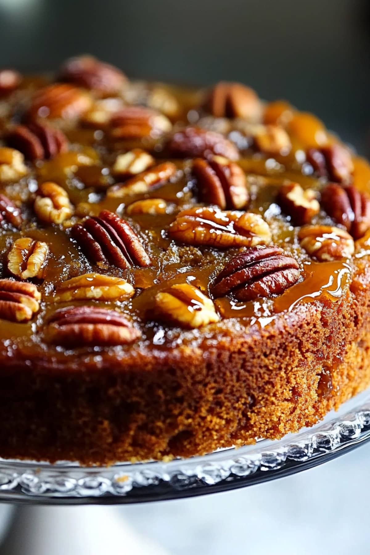 Sticky Pecan Upside Down Cake