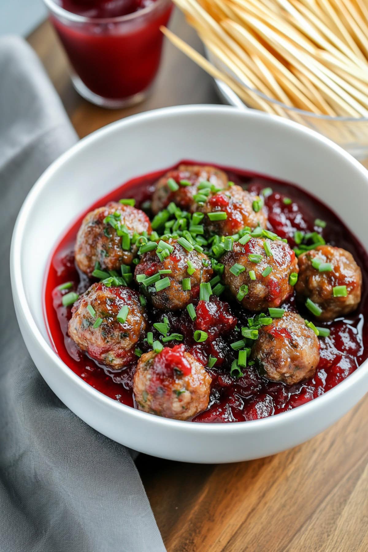 Sweet Cranberry Meatballs in a Bowl