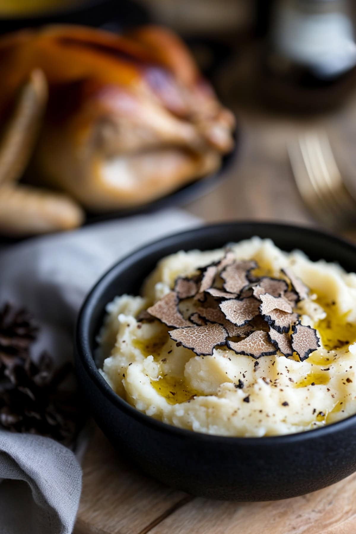 Truffle Mashed Potatoes with Roast Chicken