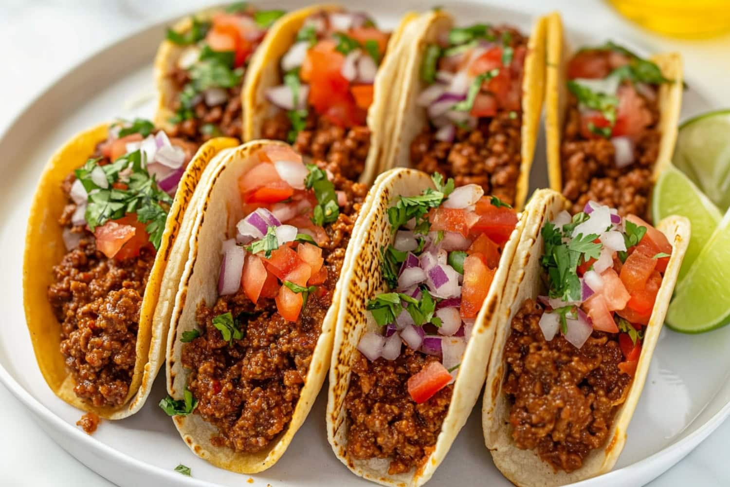 Leftover sloppy joe tacos with juicy ground beef and salsa, garnished with parsley.