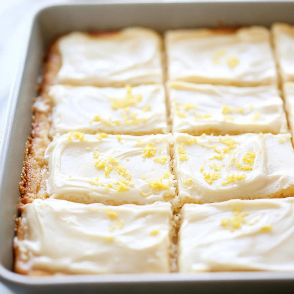 A baking sheet of lemon sugar cookie bars.