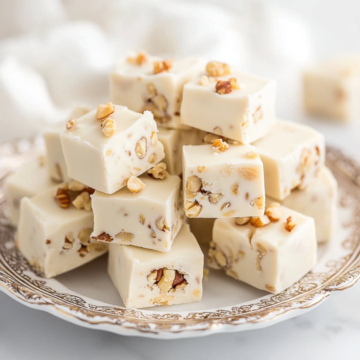 A plate of maple walnut fudge squares 