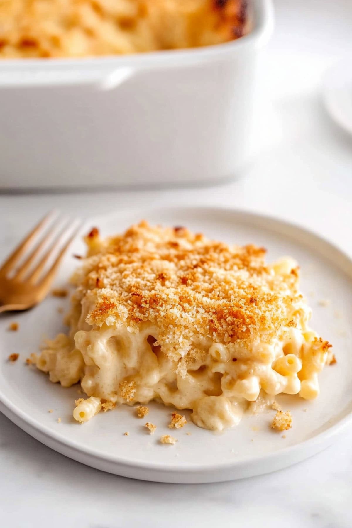 Serving of Million Dollar Mac and Cheese on a Plate