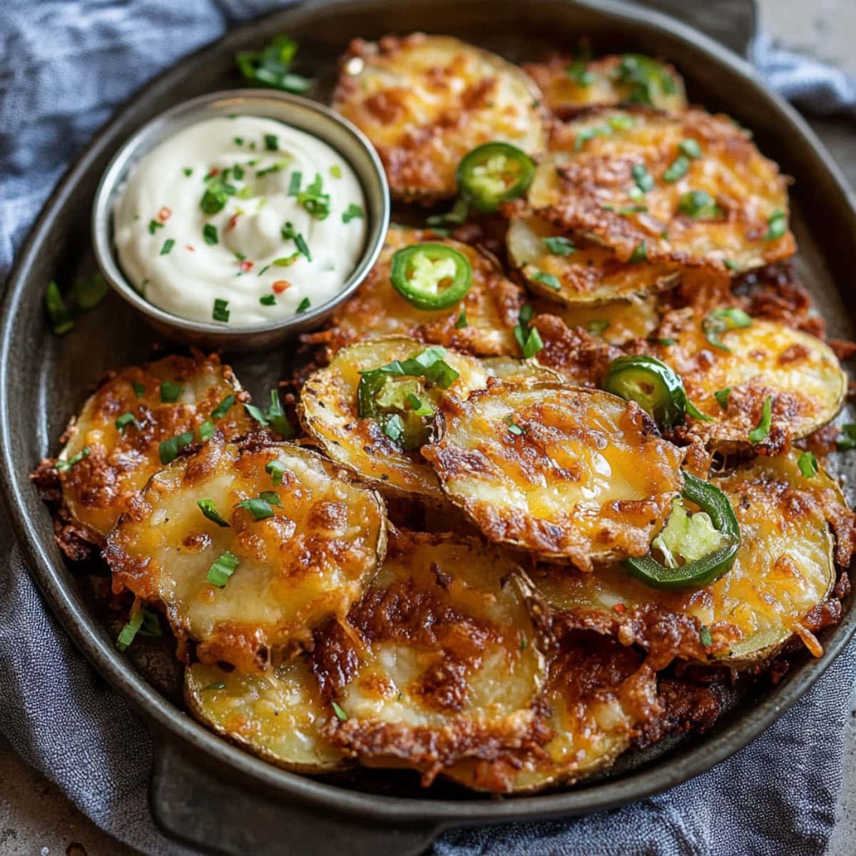 Spicy Jalapeño Popper Smashed Potatoes on a Plate