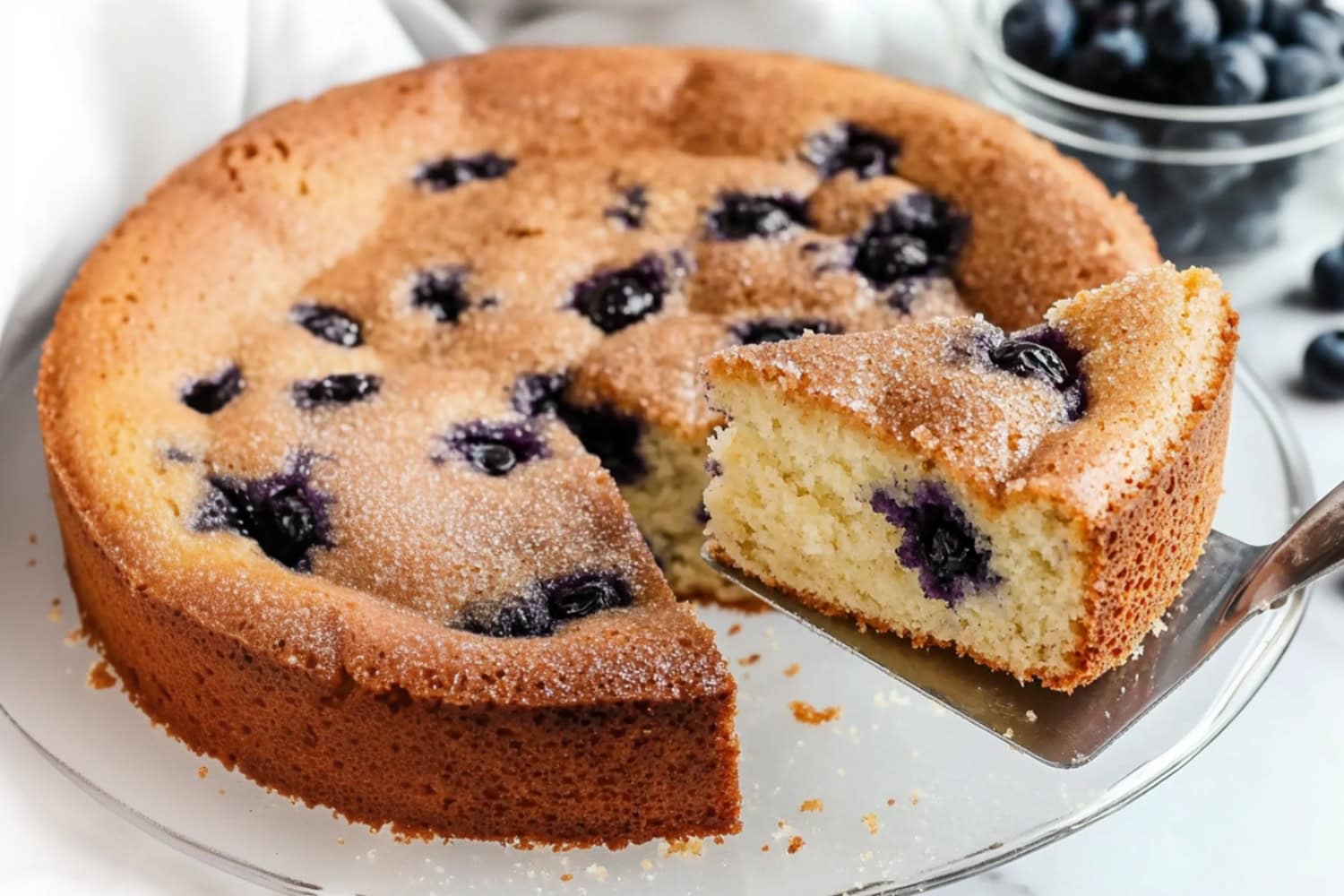 Homemade fluffy blueberry buttermilk in a kitchen stand