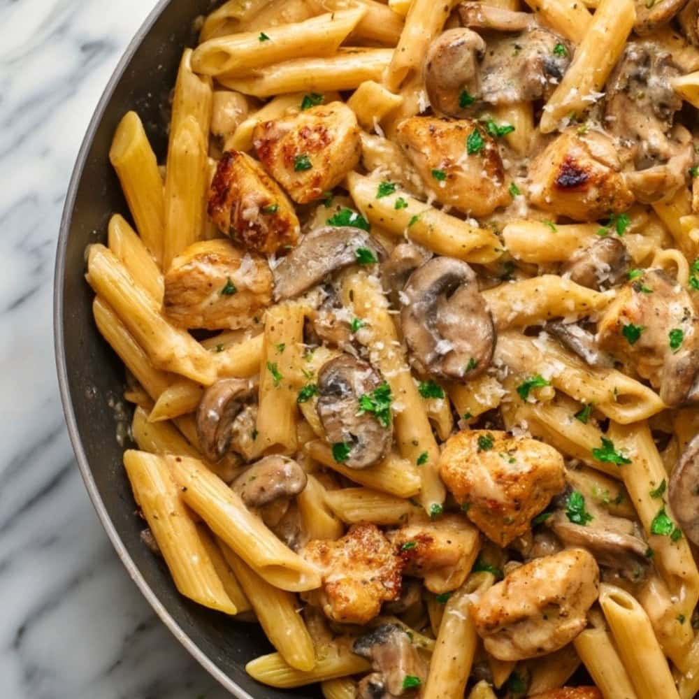 Pasta Da Vinci with chicken and mushrooms