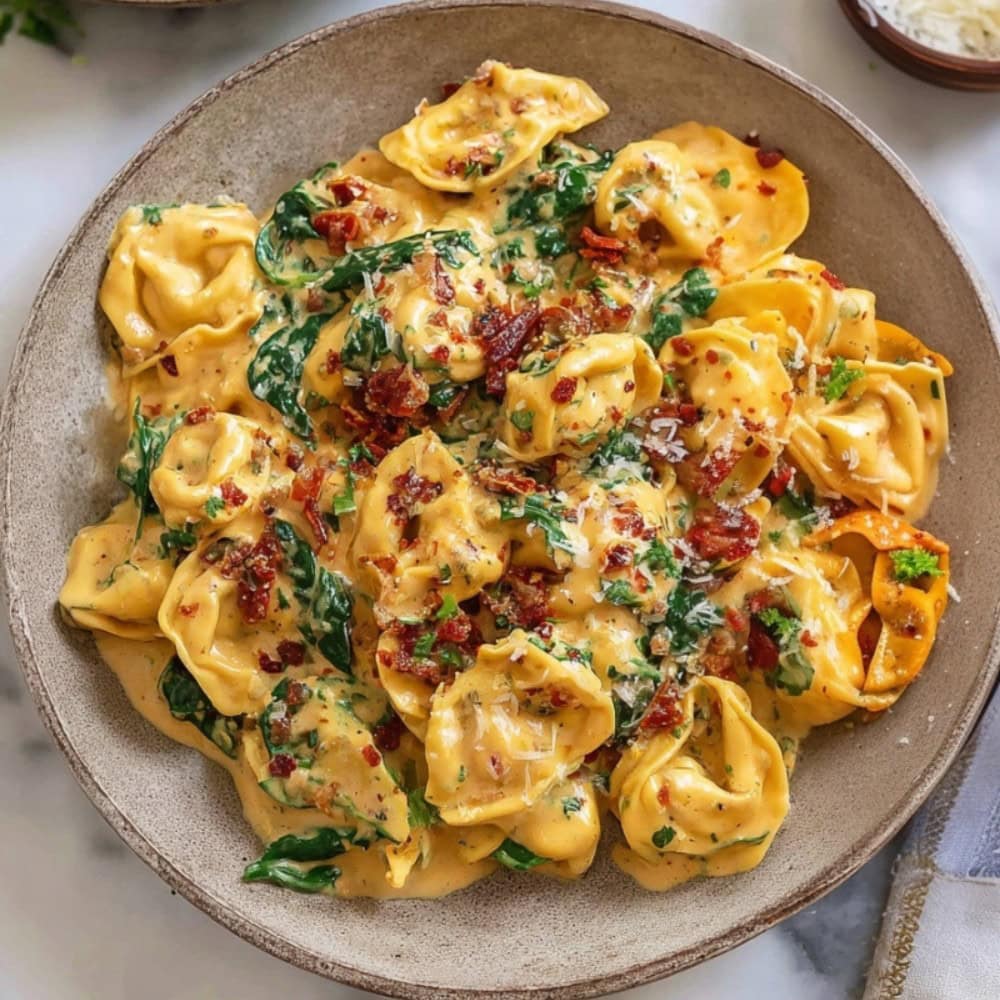 Marry Me Tortellini on a plate.