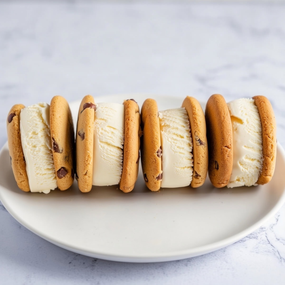 Mini ice cream sandwiches in a plate.